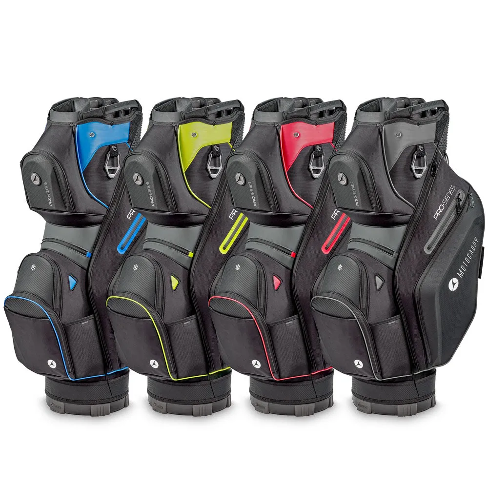 Motocaddy Pro Series Cart Bag - Black/Red, Golf shaft flex chart, Golf bag rain cover