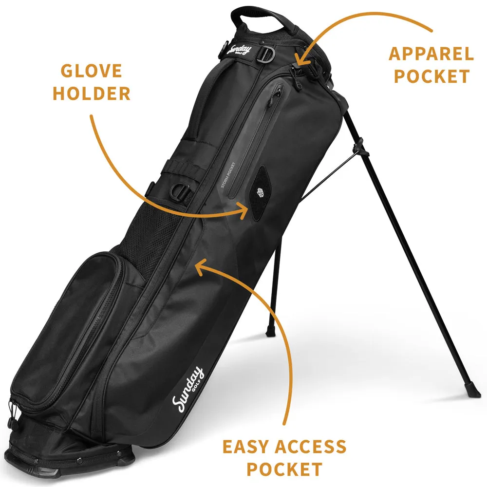 Sunday Golf El Camino Stand Bag - Matte Black, Waterproof golf jacket, Golf alignment sticks