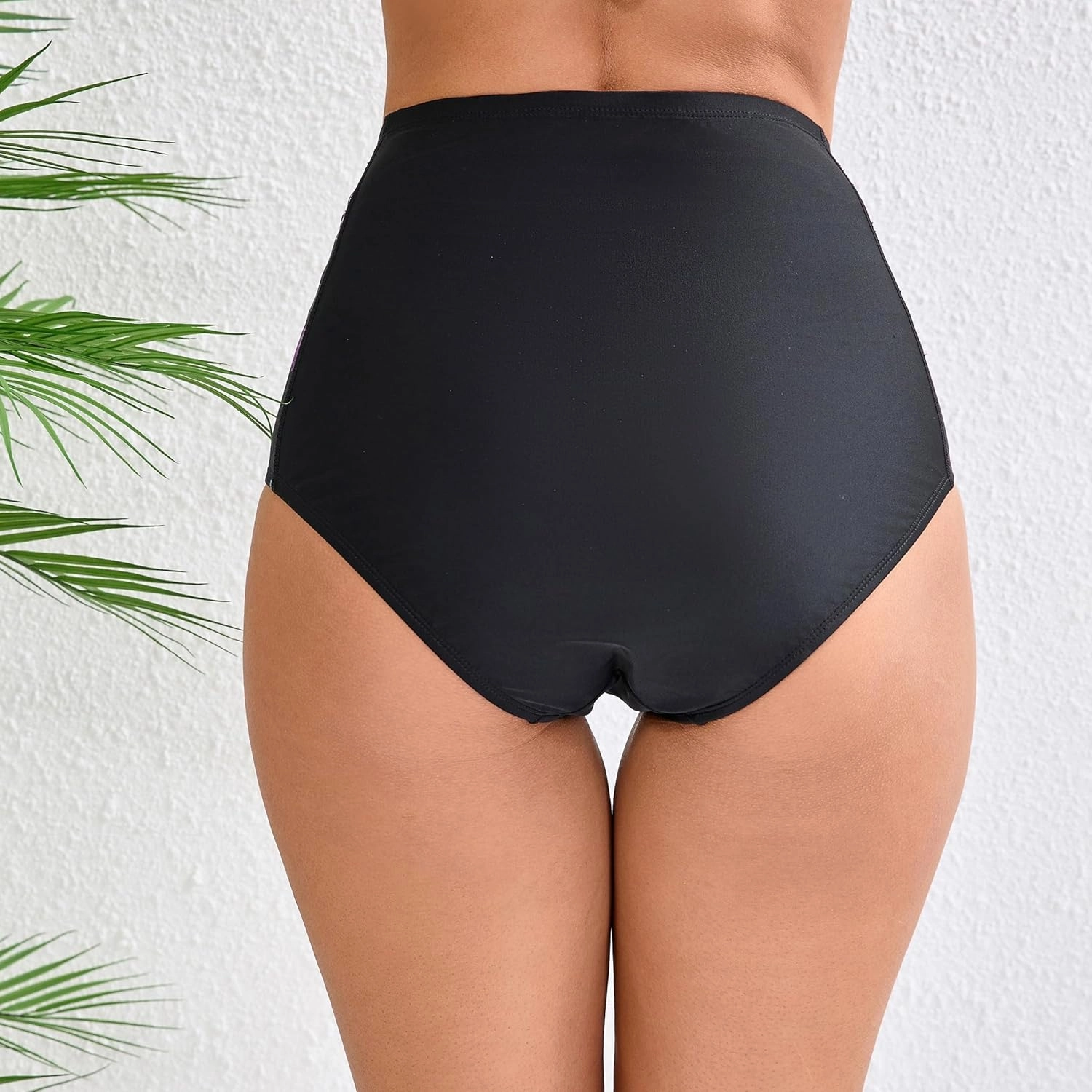 Halcurt Women's Cross High Waisted Bikini Bottoms Full Coverage Swimsuit Bottoms
