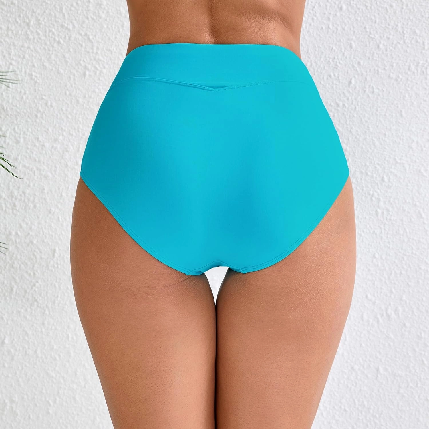 Halcurt Women's Cross High Waisted Bikini Bottoms Full Coverage Swimsuit Bottoms