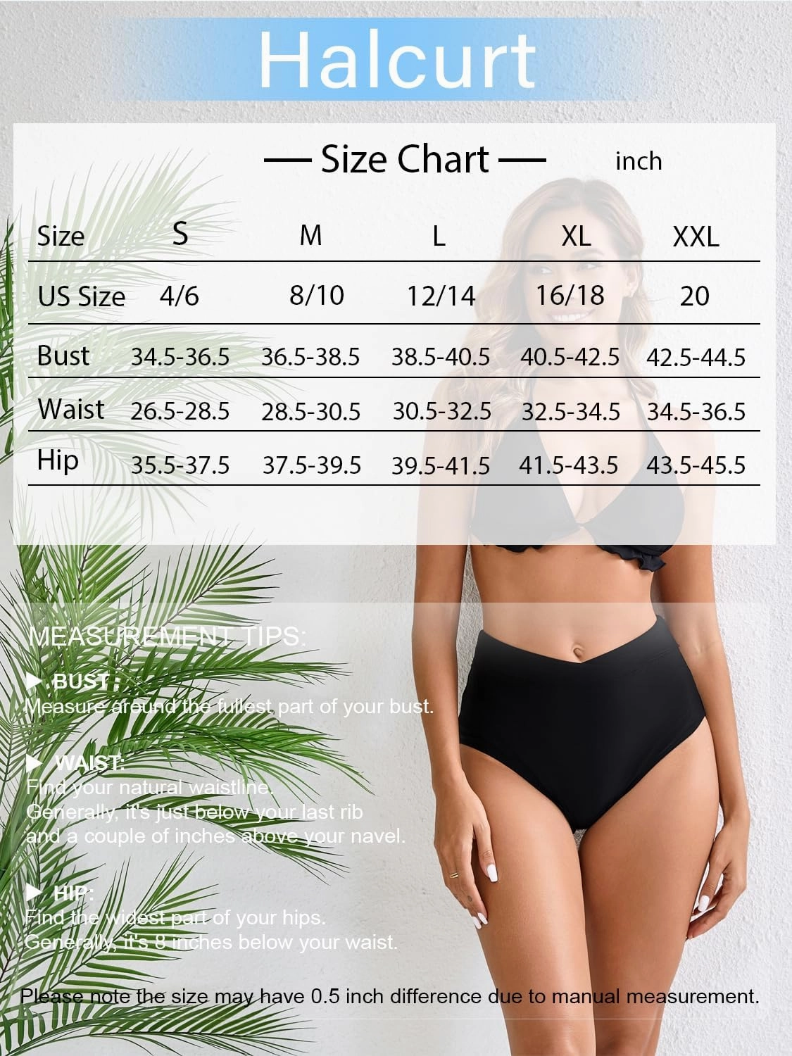 Halcurt Women's Cross High Waisted Bikini Bottoms Full Coverage Swimsuit Bottoms