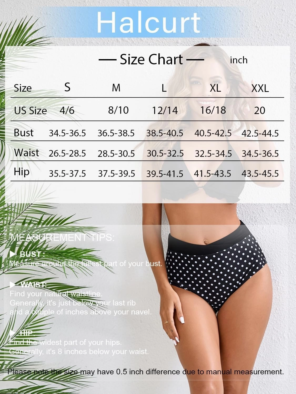 Halcurt Women's Cross High Waisted Bikini Bottoms Full Coverage Swimsuit Bottoms