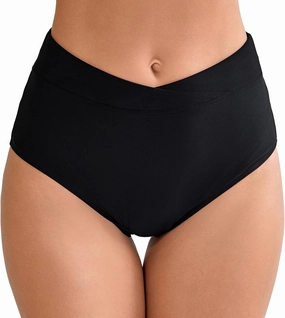 Halcurt Women's Cross High Waisted Bikini Bottoms Full Coverage Swimsuit Bottoms