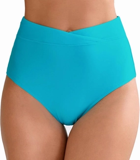 Halcurt Women's Cross High Waisted Bikini Bottoms Full Coverage Swimsuit Bottoms