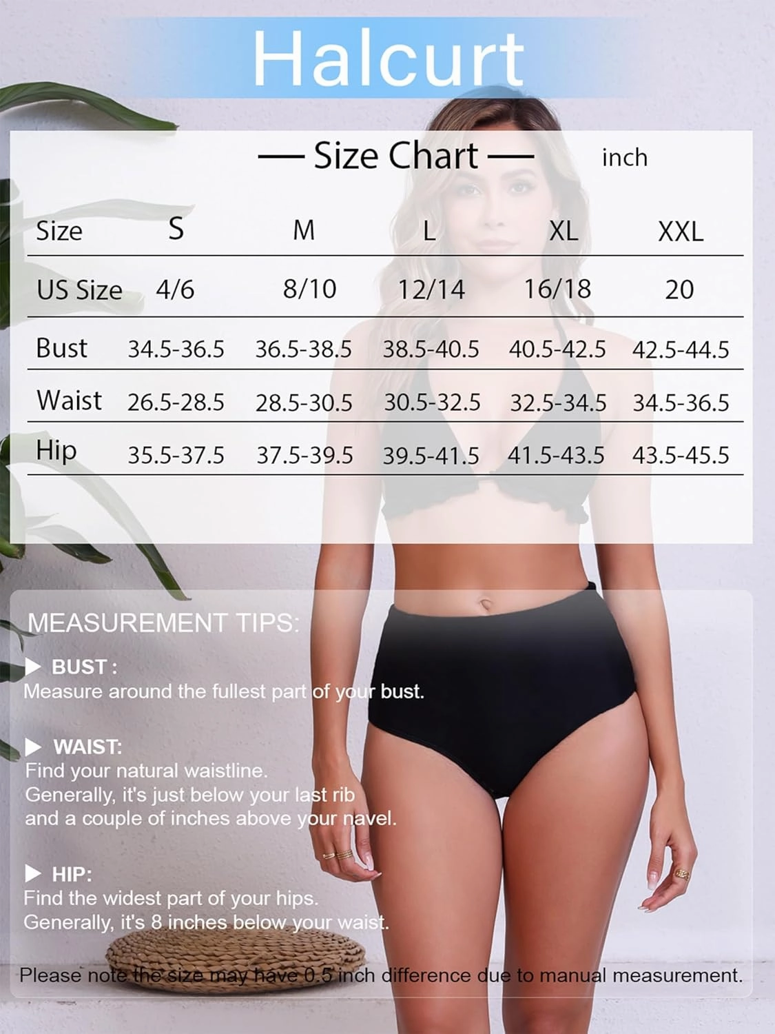 Halcurt Women's High Waisted Swim Bottoms Swimsuit Full Coverage Bikini Bottoms