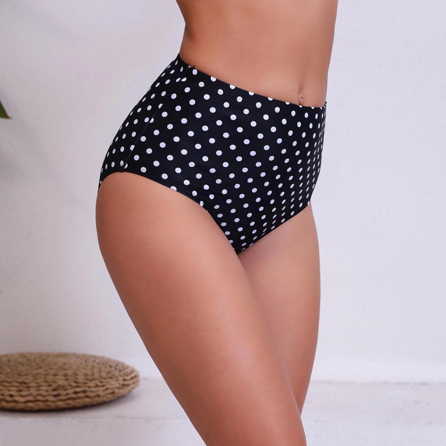 Halcurt Women's High Waisted Swim Bottoms Swimsuit Full Coverage Bikini Bottoms