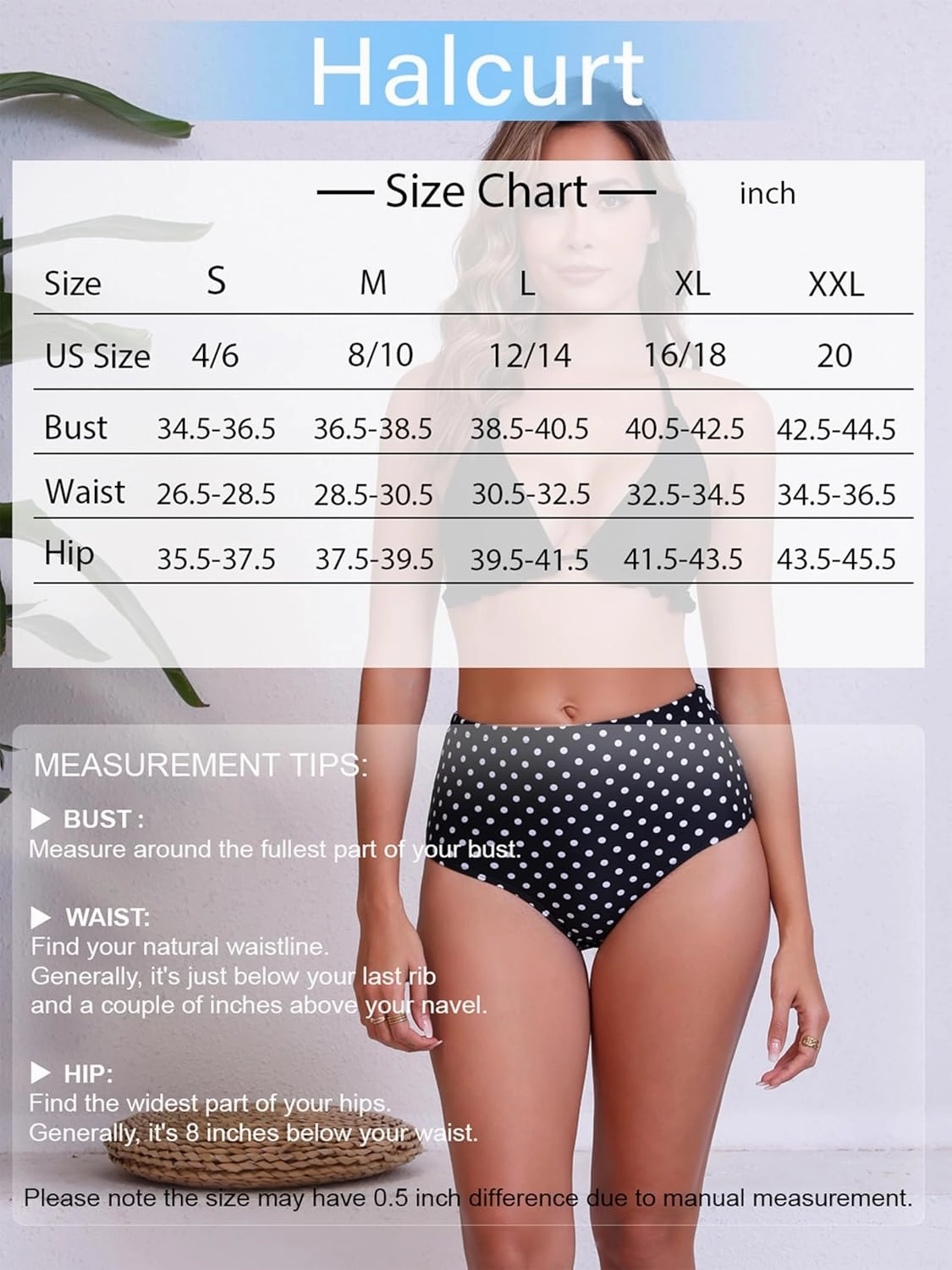Halcurt Women's High Waisted Swim Bottoms Swimsuit Full Coverage Bikini Bottoms