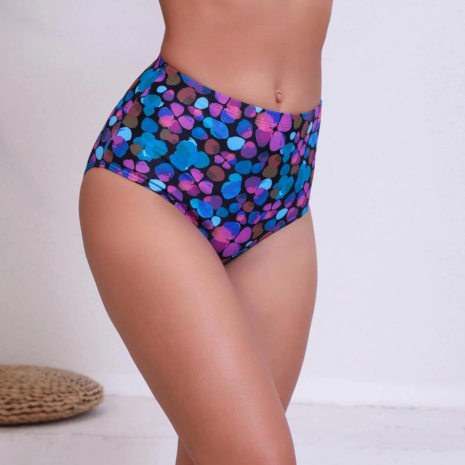 Halcurt Women's High Waisted Swim Bottoms Swimsuit Full Coverage Bikini Bottoms