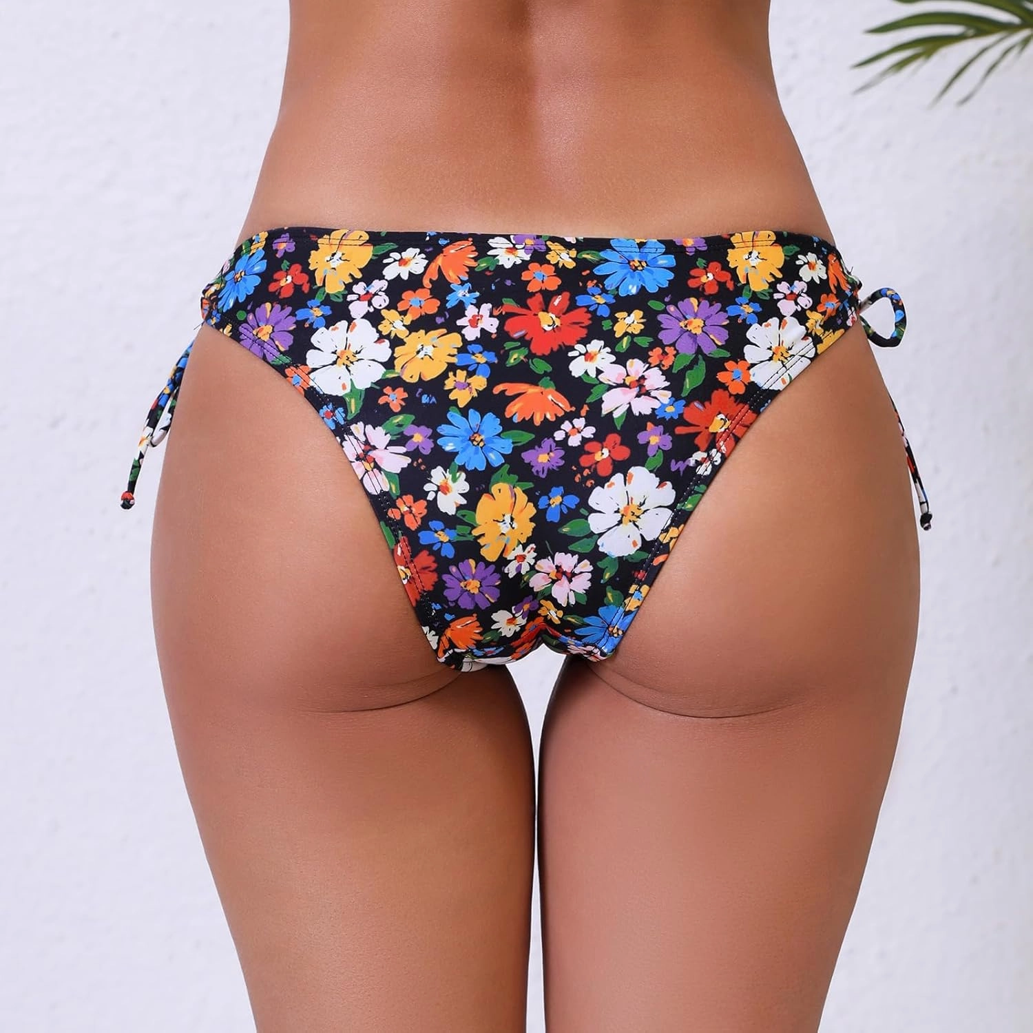 Halcurt Women's Low Rise Adjustable Side Tie Bikini Bottoms Full Coverage Swimsuit Bottoms