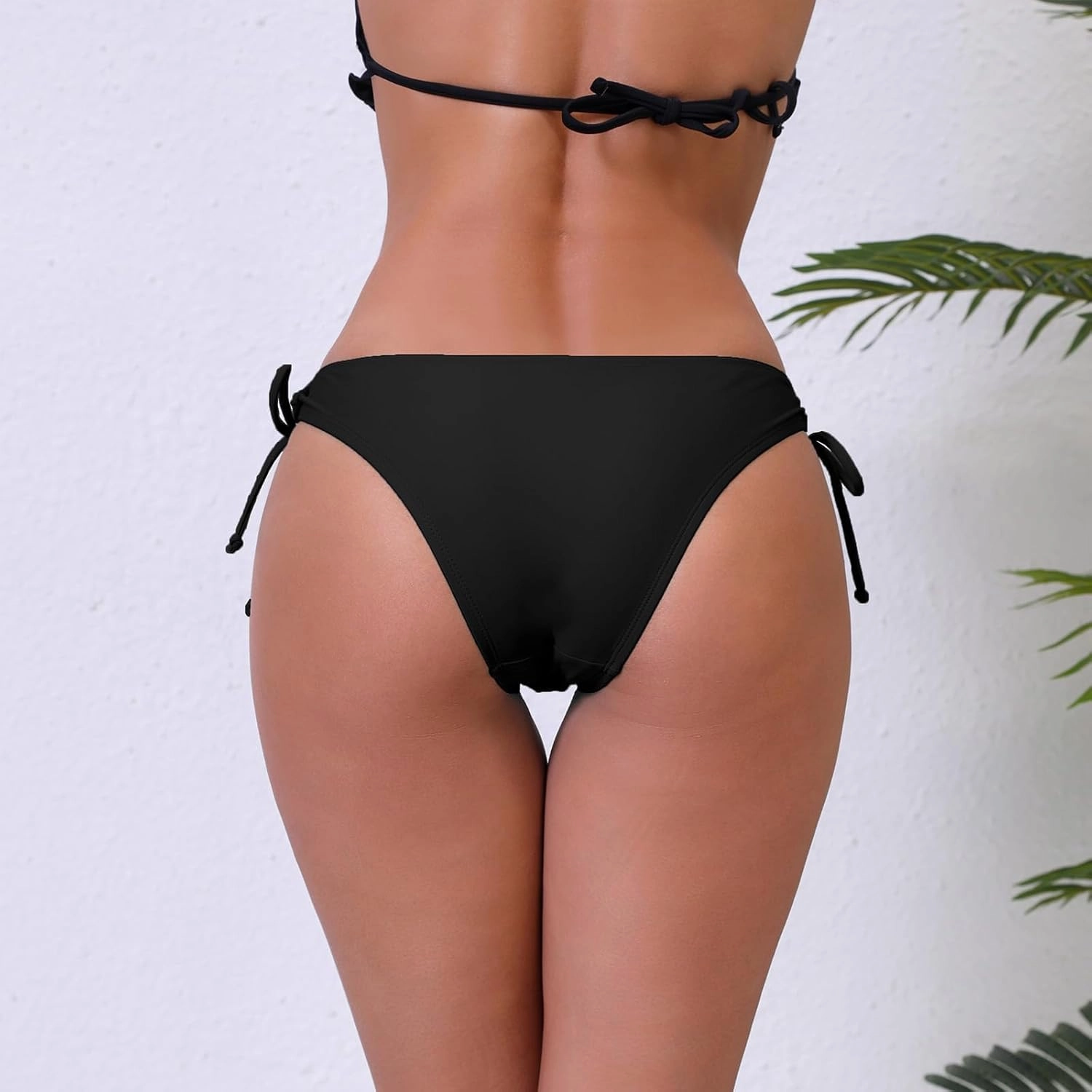 Halcurt Women's Low Rise Adjustable Side Tie Bikini Bottoms Full Coverage Swimsuit Bottoms