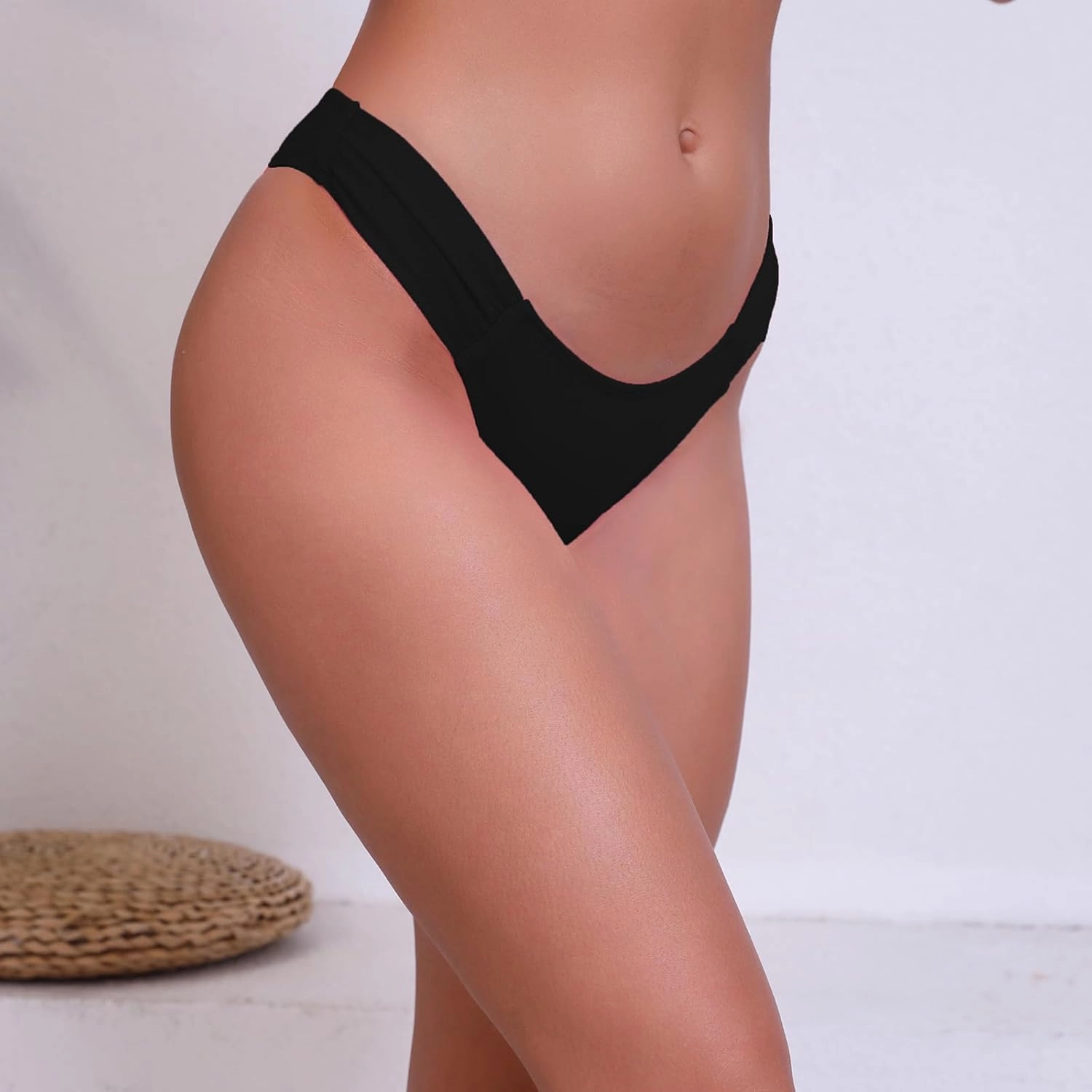 Halcurt Women's Low Waisted Bikini Bottoms Ruched Side Swimsuit Bottoms Swim Briefs