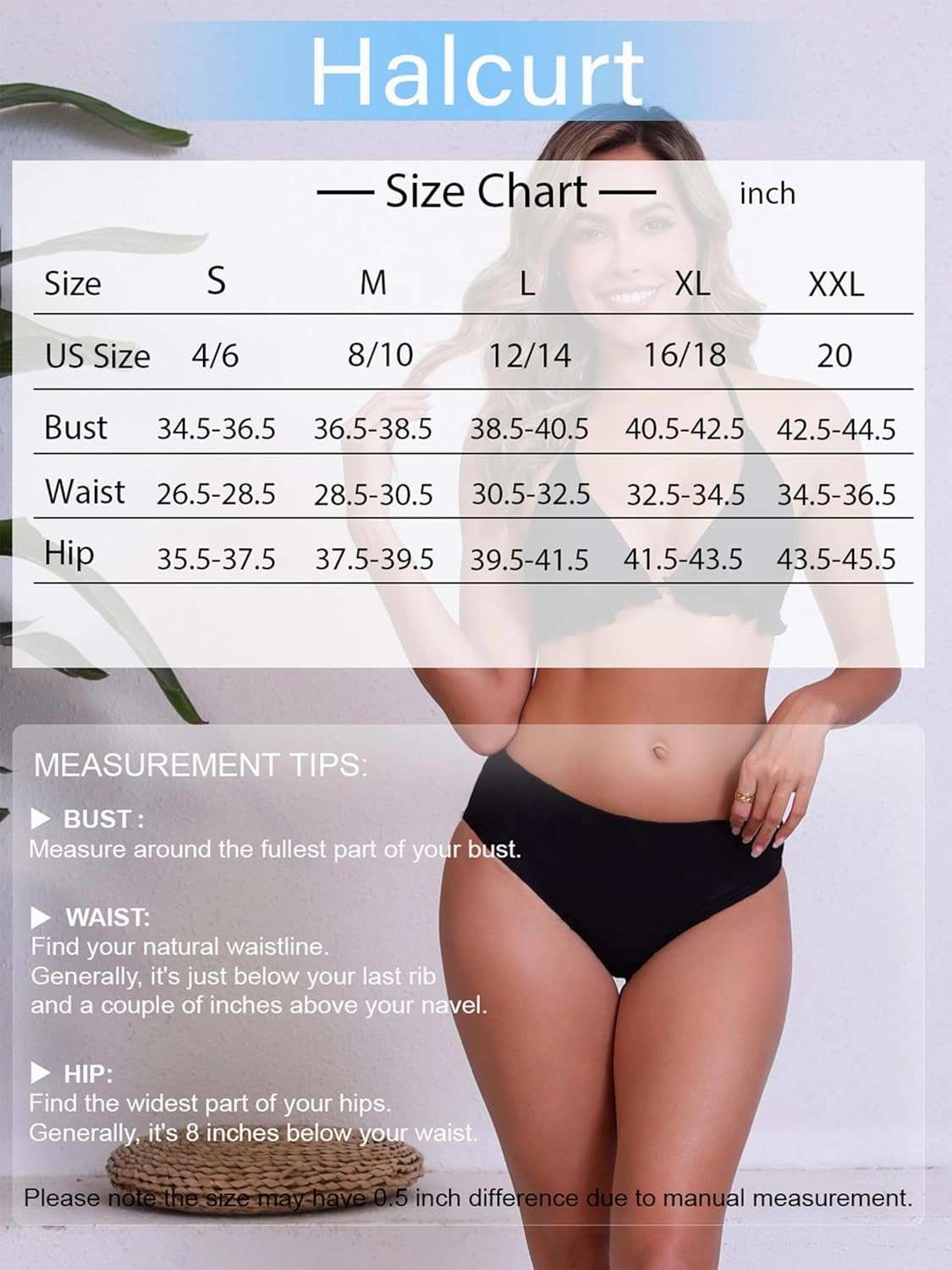 Halcurt Women's Mid Waisted Bikini Swimsuit Bottoms Full Coverage Swim Bottoms