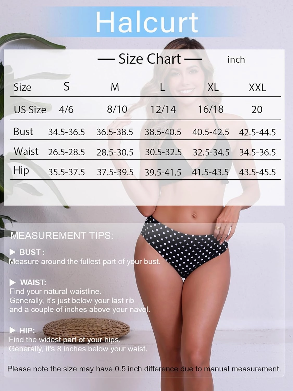 Halcurt Women's Mid Waisted Bikini Swimsuit Bottoms Full Coverage Swim Bottoms