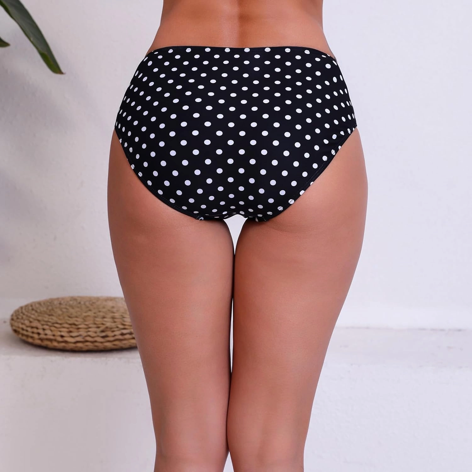 Halcurt Women's Mid Waisted Bikini Swimsuit Bottoms Full Coverage Swim Bottoms