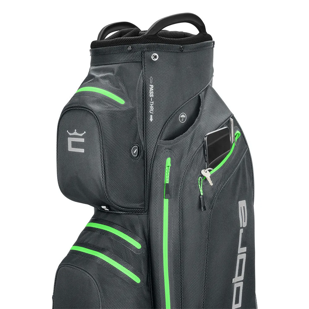 Cobra Ultradry Pro Waterproof Cart Bag - Quiet Shade/Green Gecko, Golf cart cup holder