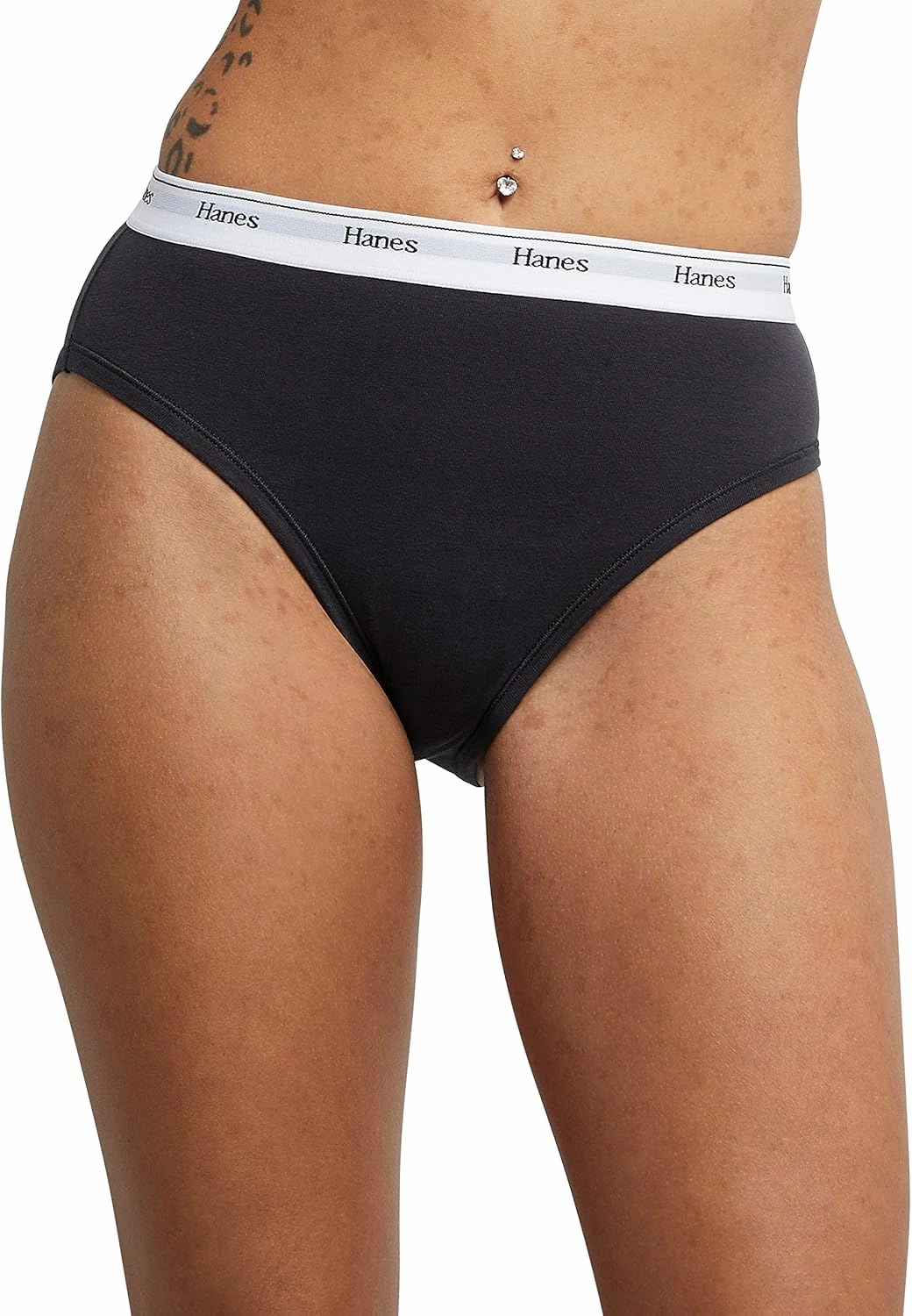 Hanes Women's Originals Hi-Leg Panties, Breathable Stretch Cotton Underwear, Assorted, 6-Pack