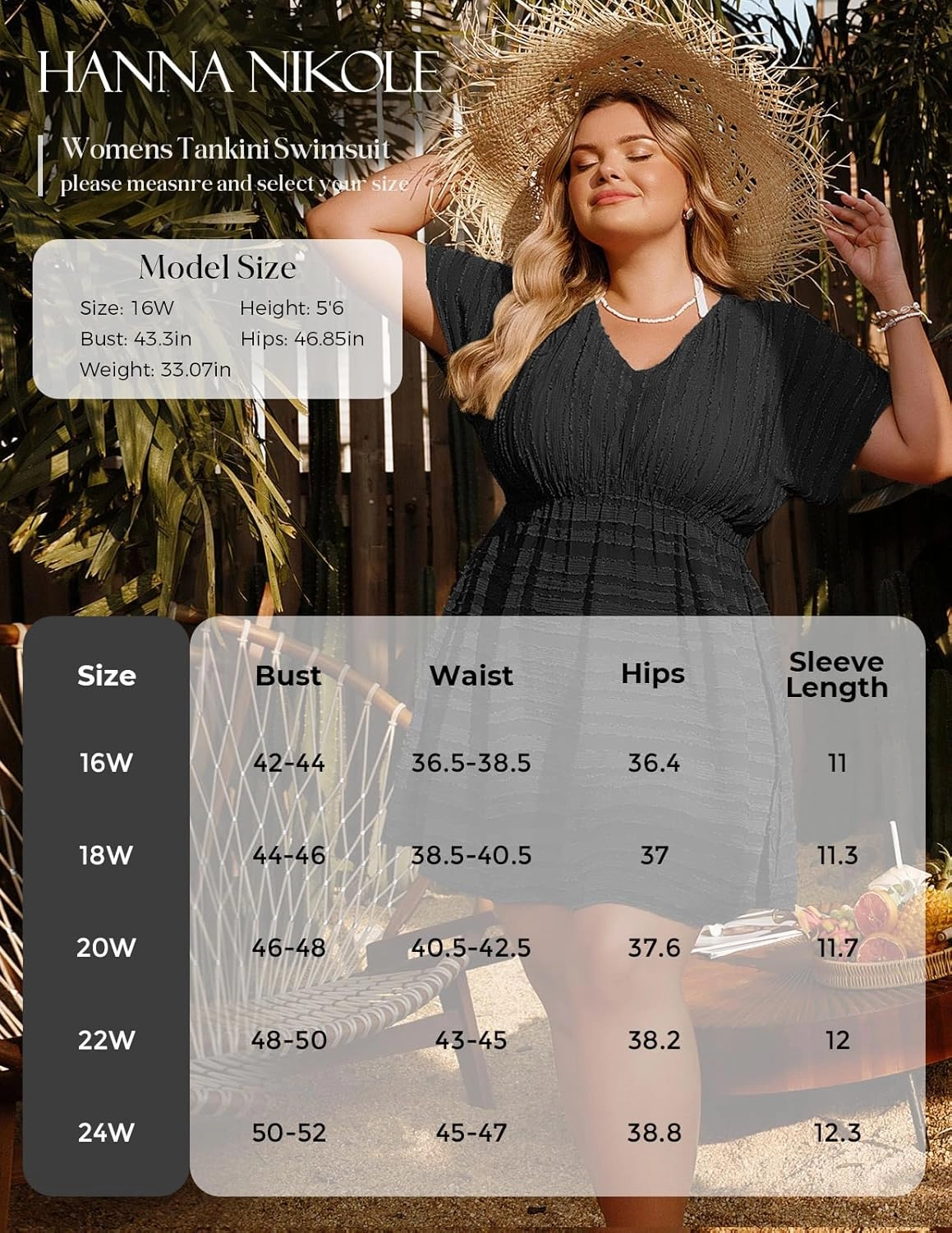 Hanna Nikole Plus Size Swimsuit Cover Ups for Women Side Slit Womens Bathing Suit Cover Ups Elastic Waist Beach Wear