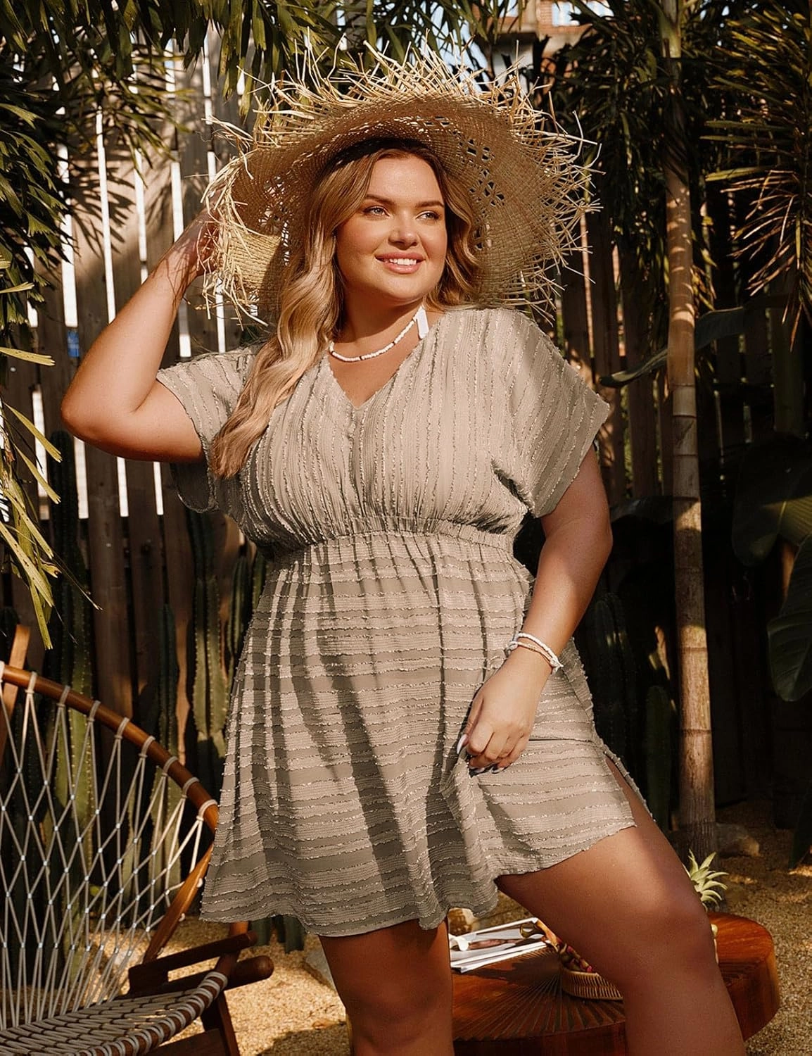 Hanna Nikole Plus Size Swimsuit Cover Ups for Women Side Slit Womens Bathing Suit Cover Ups Elastic Waist Beach Wear