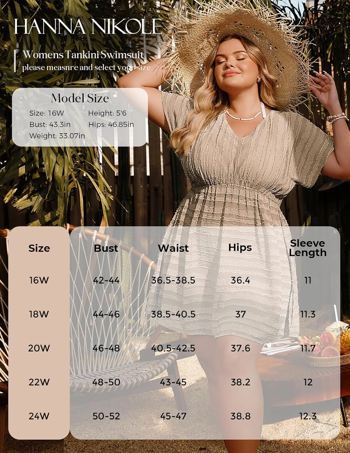 Hanna Nikole Plus Size Swimsuit Cover Ups for Women Side Slit Womens Bathing Suit Cover Ups Elastic Waist Beach Wear