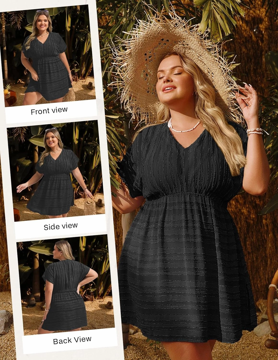 Hanna Nikole Plus Size Swimsuit Cover Ups for Women Side Slit Womens Bathing Suit Cover Ups Elastic Waist Beach Wear