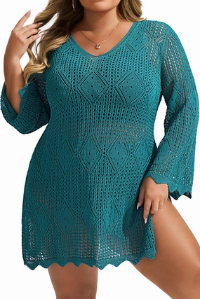 Hanna Nikole Swimsuit Coverup for Women Plus Size Summer Bathing Suit Cover Up Beach Dress Crochet Hollow Out Bikini Swimwear