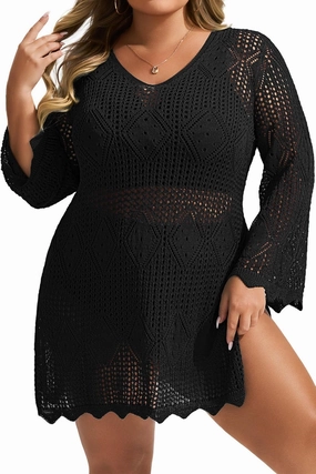 Hanna Nikole Swimsuit Coverup for Women Plus Size Summer Bathing Suit Cover Up Beach Dress Crochet Hollow Out Bikini Swimwear