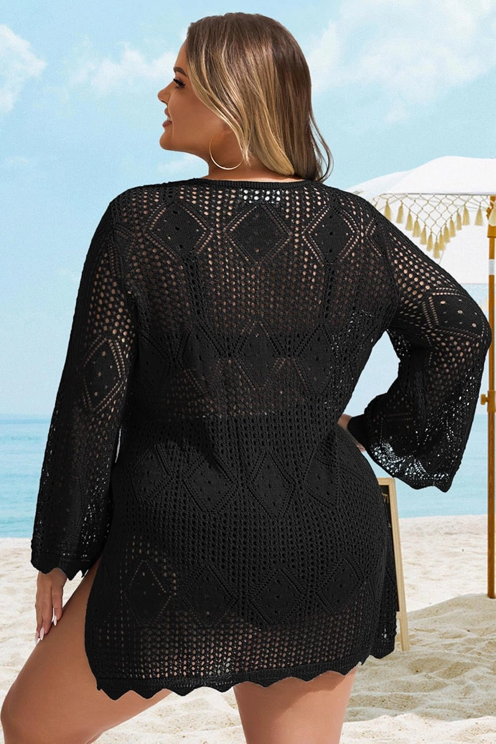 Hanna Nikole Swimsuit Coverup for Women Plus Size Summer Bathing Suit Cover Up Beach Dress Crochet Hollow Out Bikini Swimwear