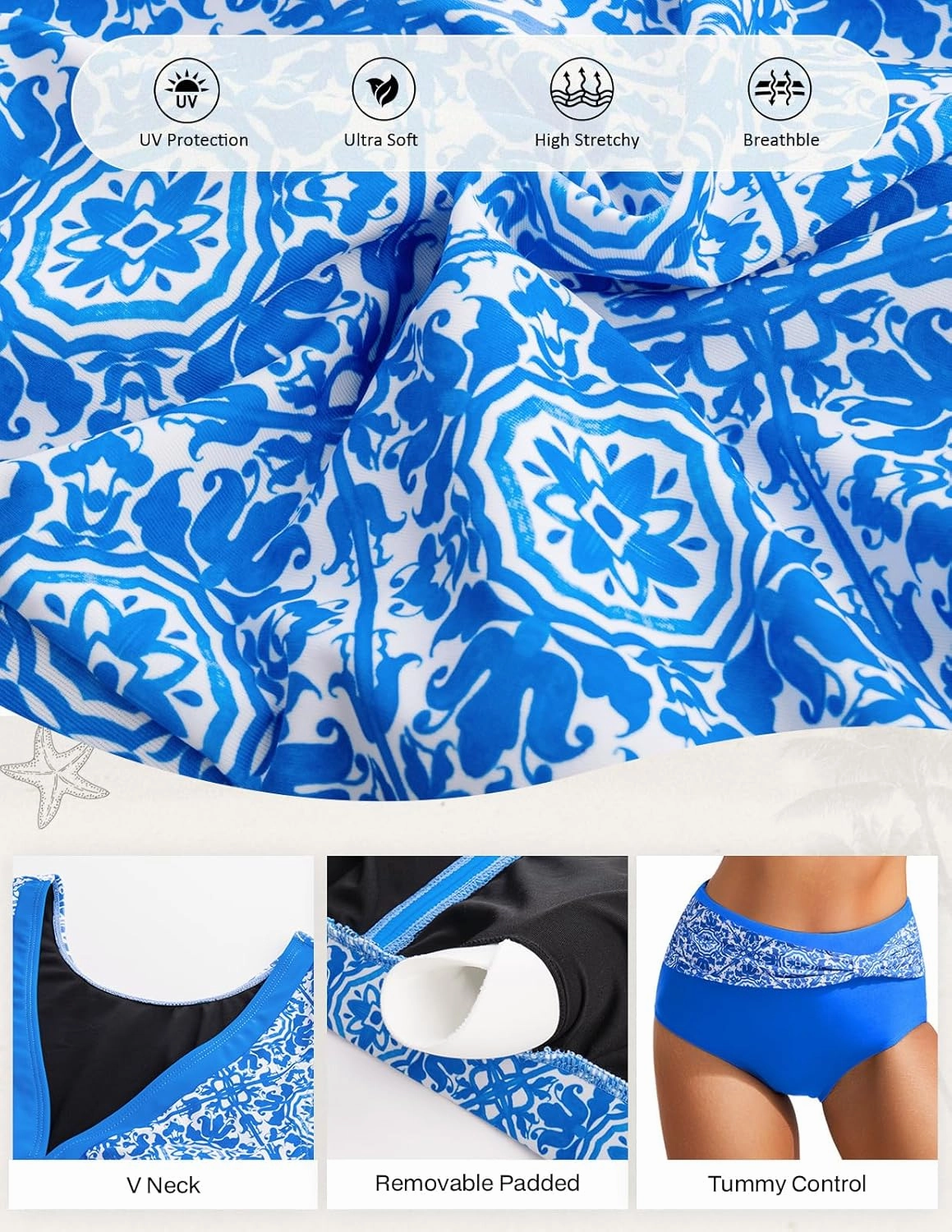 Hanna Nikole Women High Waisted Bikini Set Ruffle Tummy Control Swimsuit Full Coverage Two Piece Bathing Suit Ruched Swimwear