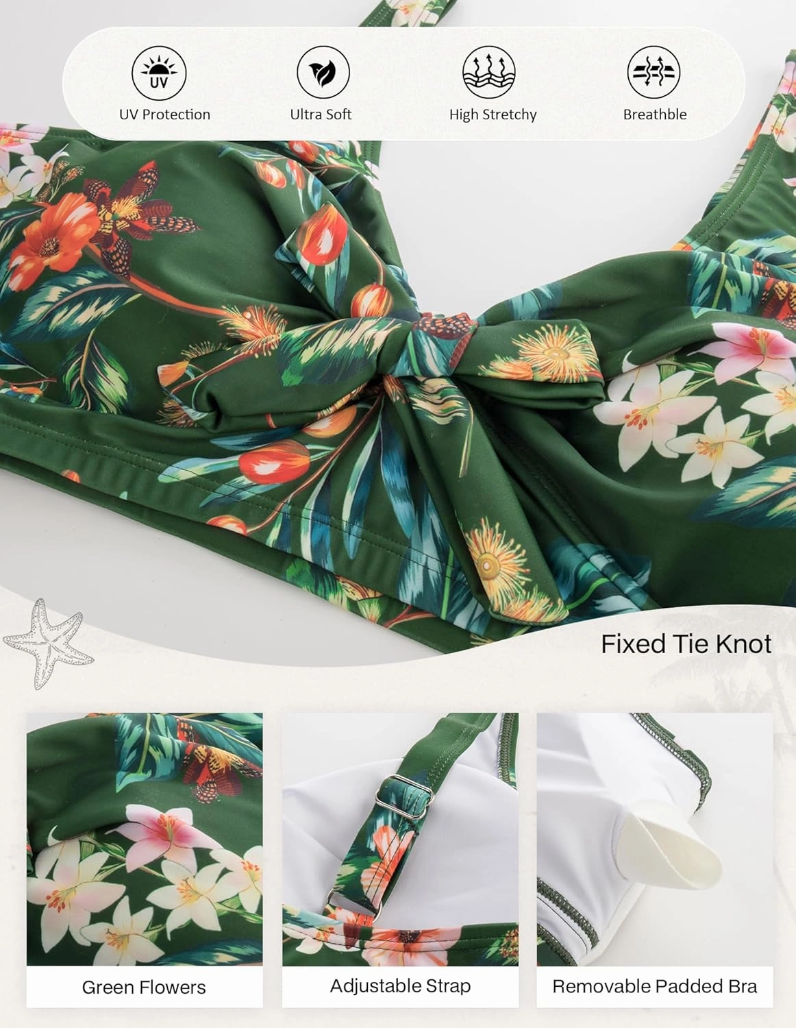Hanna Nikole Women Plus Size Bikini Top Twist Front Knot Only Bathing Suit Top Full Coverage Swim Top Padded Swimsuit Top