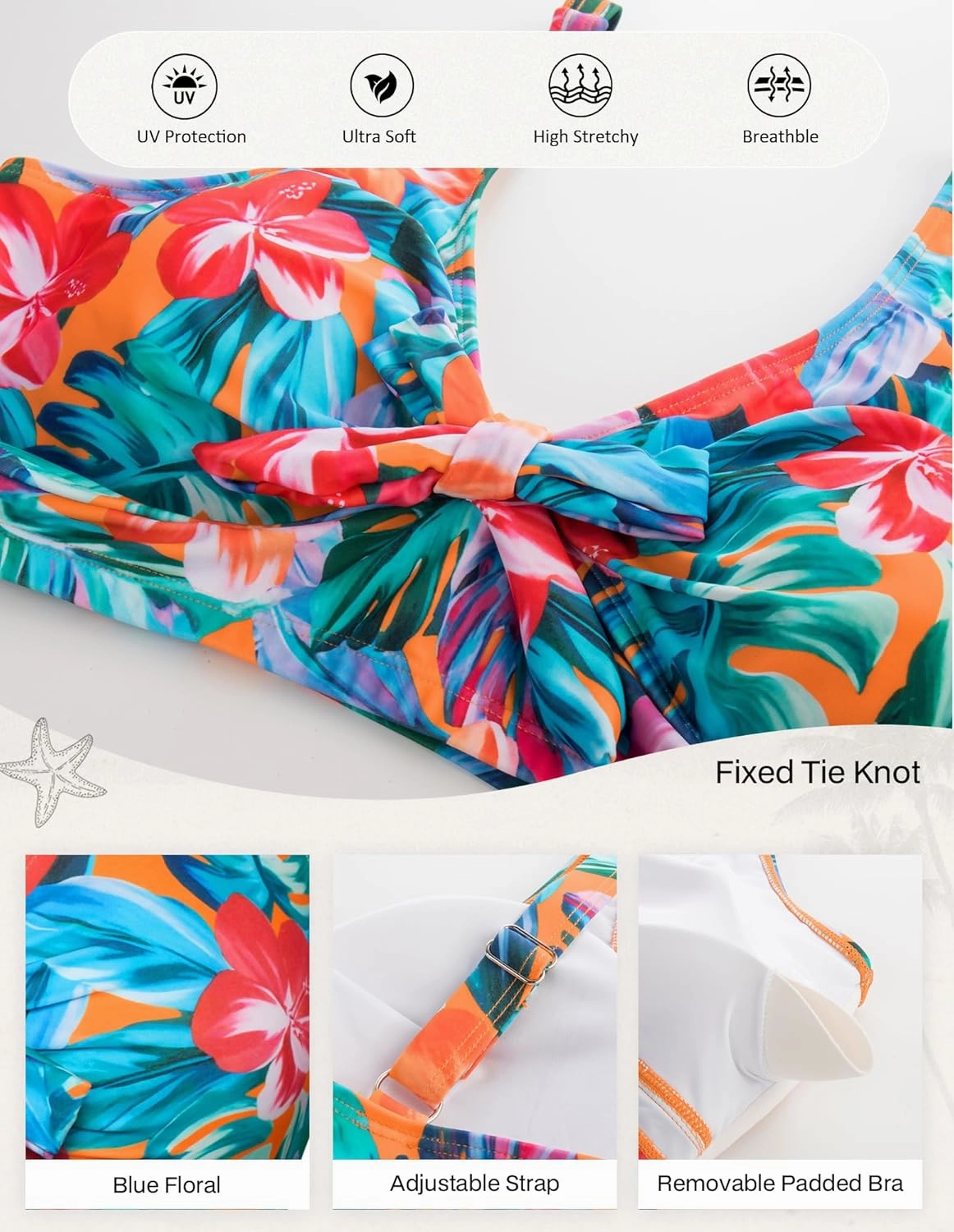 Hanna Nikole Women Plus Size Bikini Top Twist Front Knot Only Bathing Suit Top Full Coverage Swim Top Padded Swimsuit Top