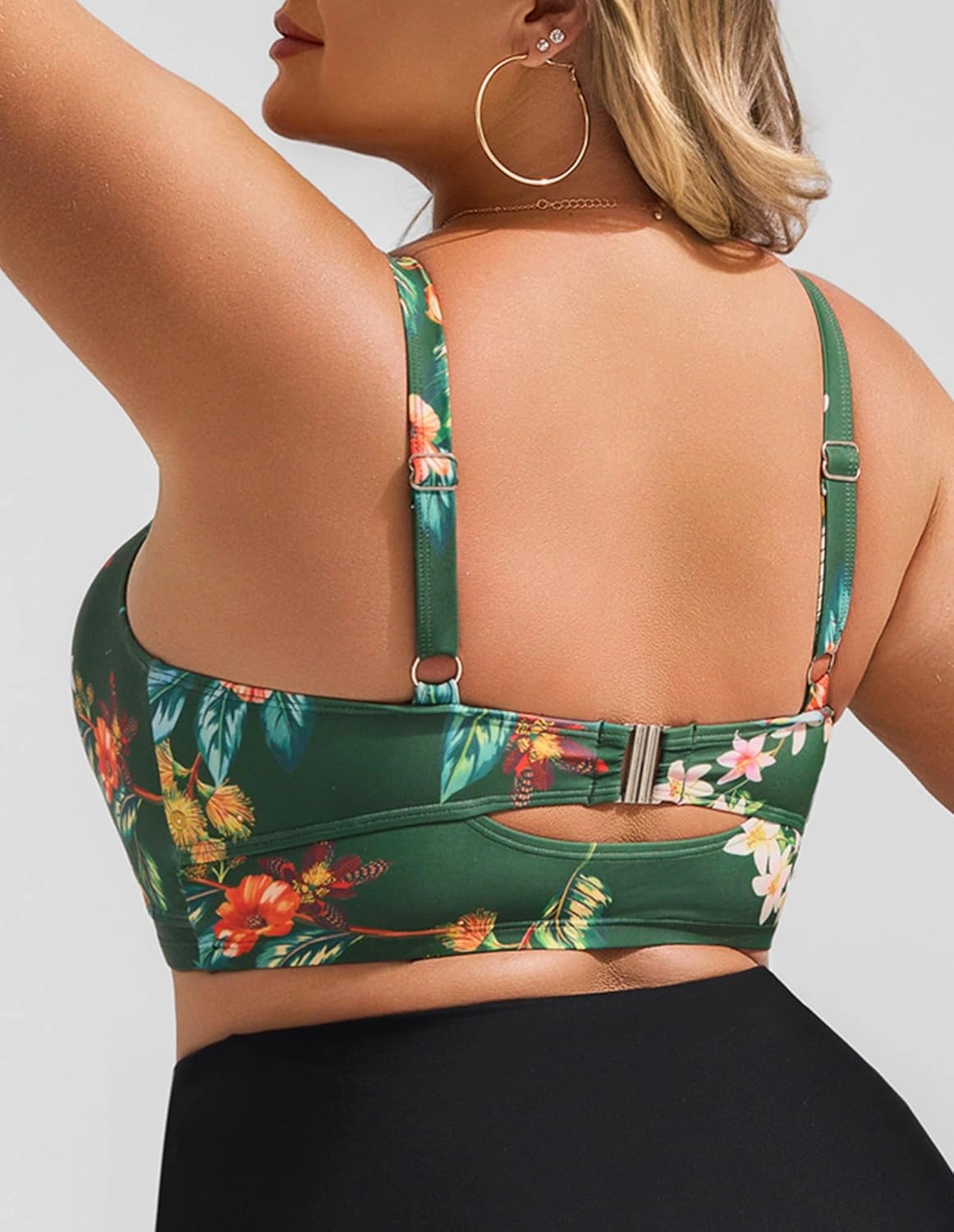 Hanna Nikole Women Plus Size Bikini Top Twist Front Knot Only Bathing Suit Top Full Coverage Swim Top Padded Swimsuit Top