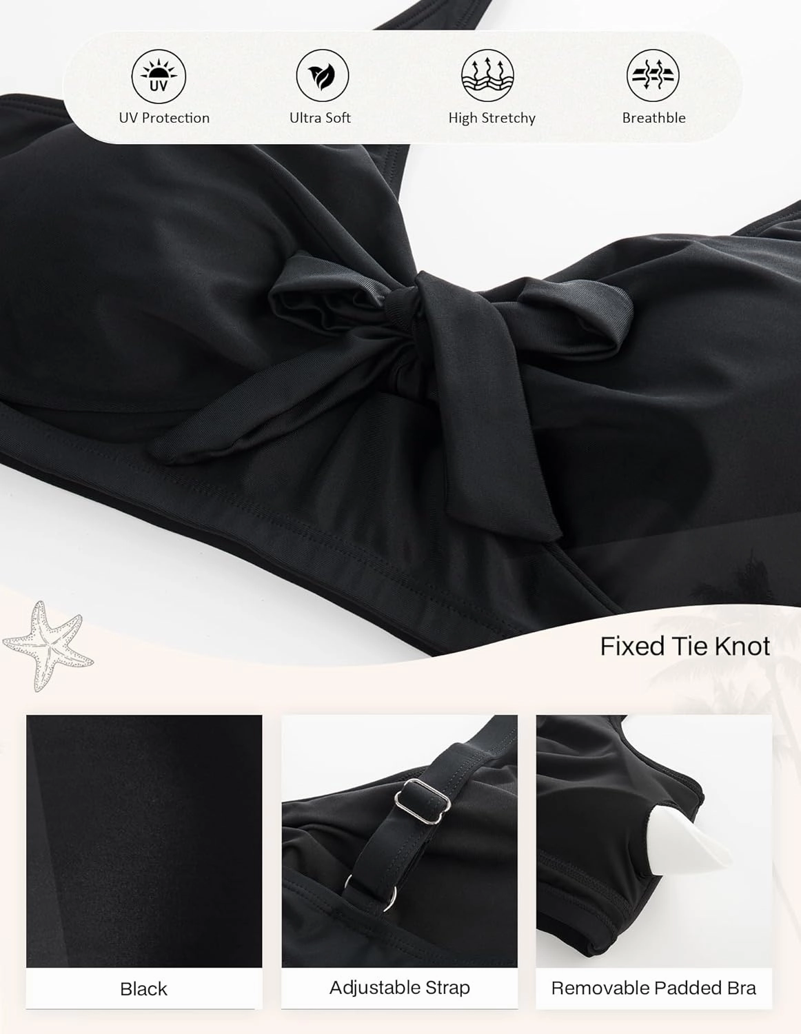 Hanna Nikole Women Plus Size Bikini Top Twist Front Knot Only Bathing Suit Top Full Coverage Swim Top Padded Swimsuit Top