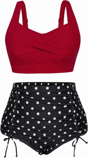 Hanna Nikole Women Plus Size Two Piece Swimsuit Sets Twist Front Bikini Bathing Suit with Drawstring Ruched Bottom