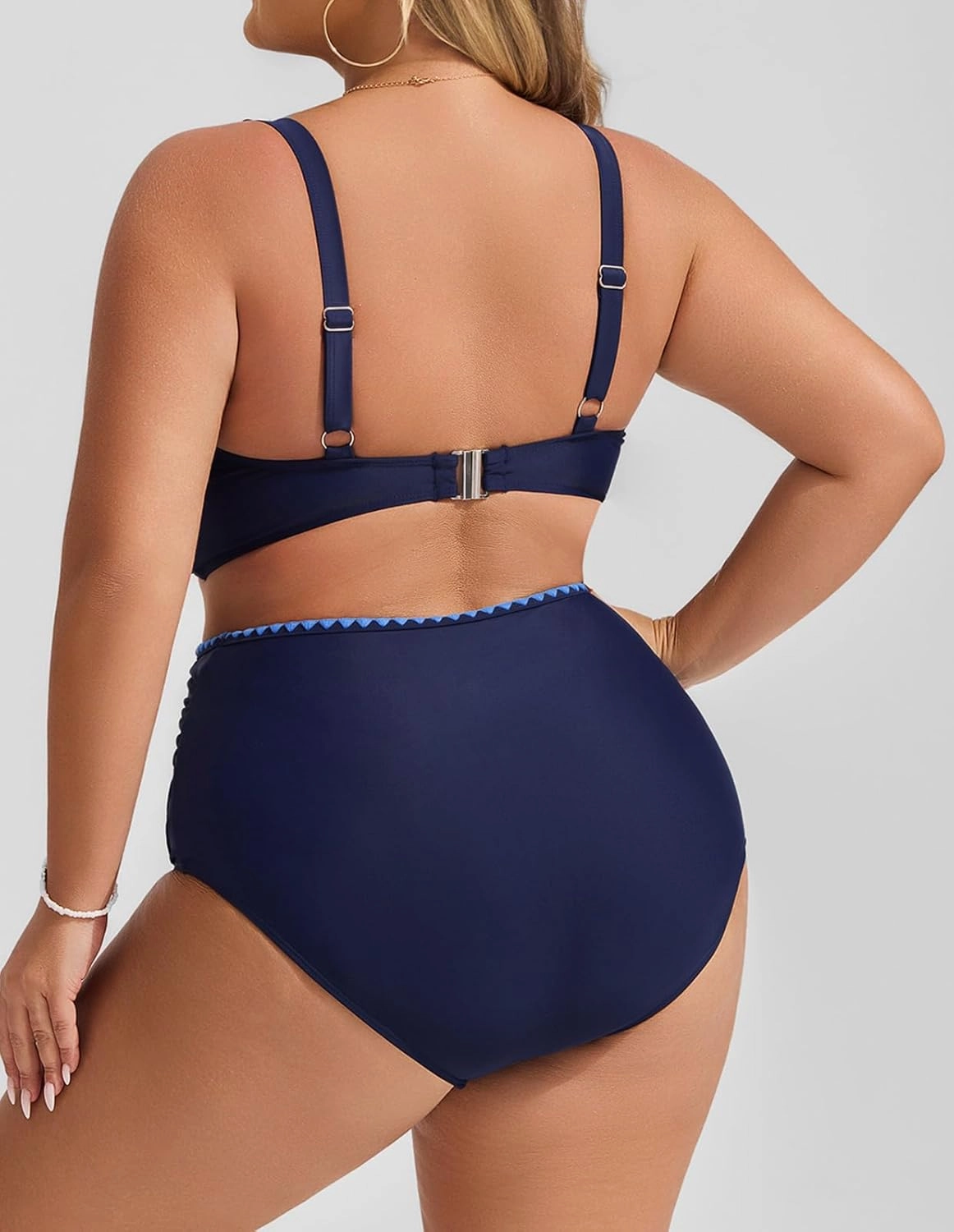 Hanna Nikole Women Two Piece Swimsuit High Waisted Bikini Sets Tummy Control Bathing Suit Plus Size Color Block Swimwear