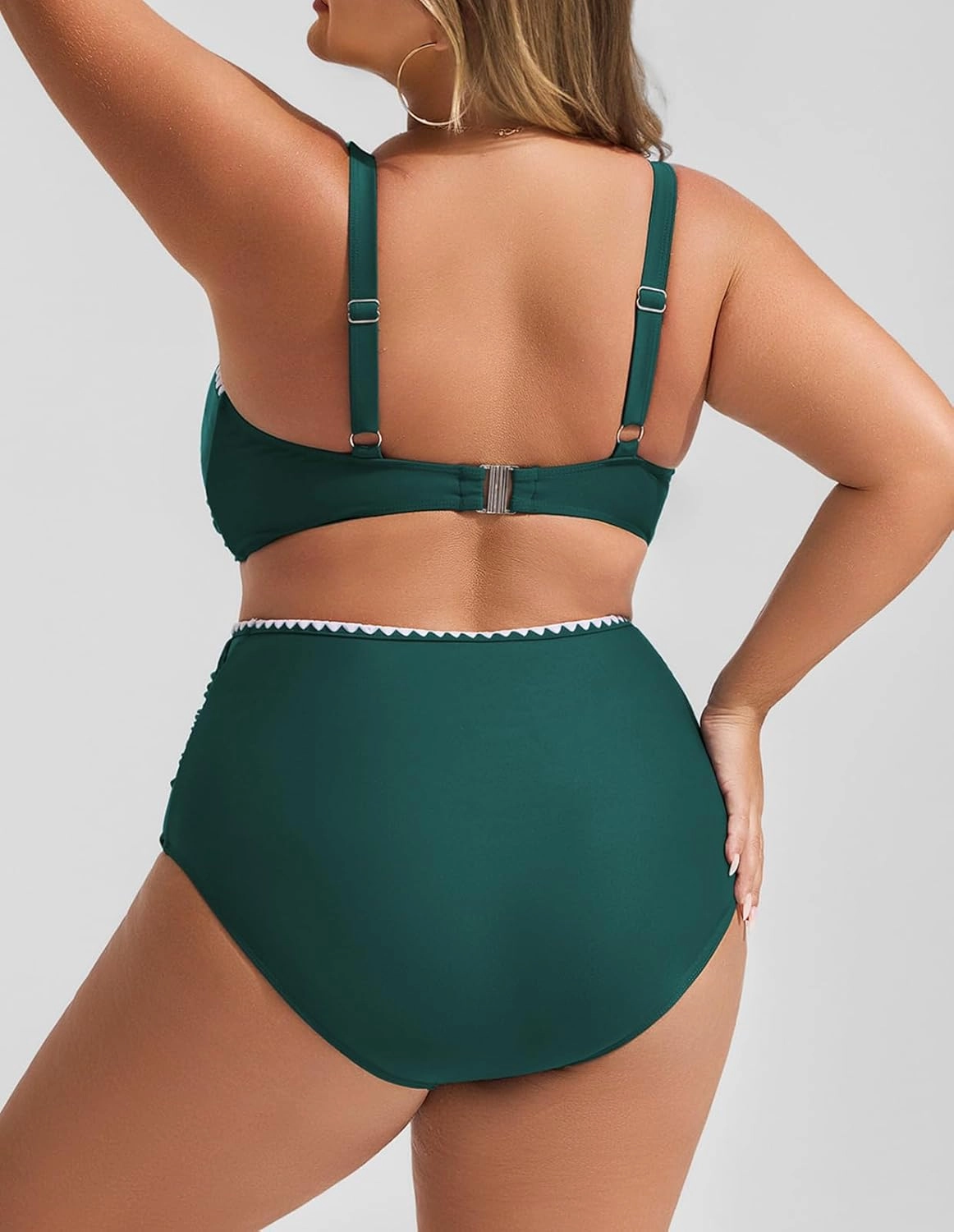 Hanna Nikole Women Two Piece Swimsuit High Waisted Bikini Sets Tummy Control Bathing Suit Plus Size Color Block Swimwear