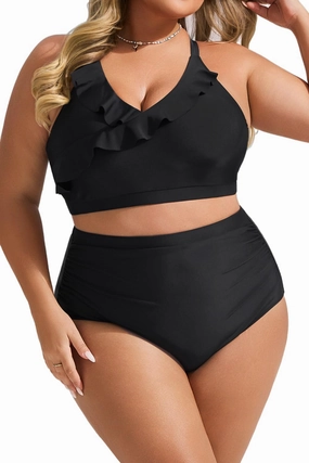 Hanna Nikole Womens High Waisted Bikini Plus Size Swimsuits Two Piece Bathing Suits Tummy Control Swimwear