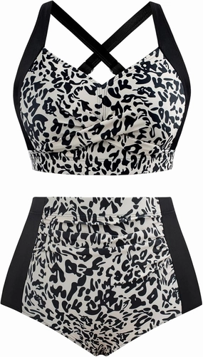 Hanna Nikole Womens High Waisted Bikini Sets Tummy Control Swimsuit Ruched Two Piece Bathing Suit