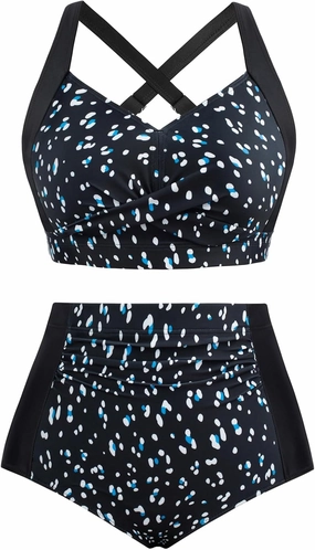Hanna Nikole Womens High Waisted Bikini Sets Tummy Control Swimsuit Ruched Two Piece Bathing Suit