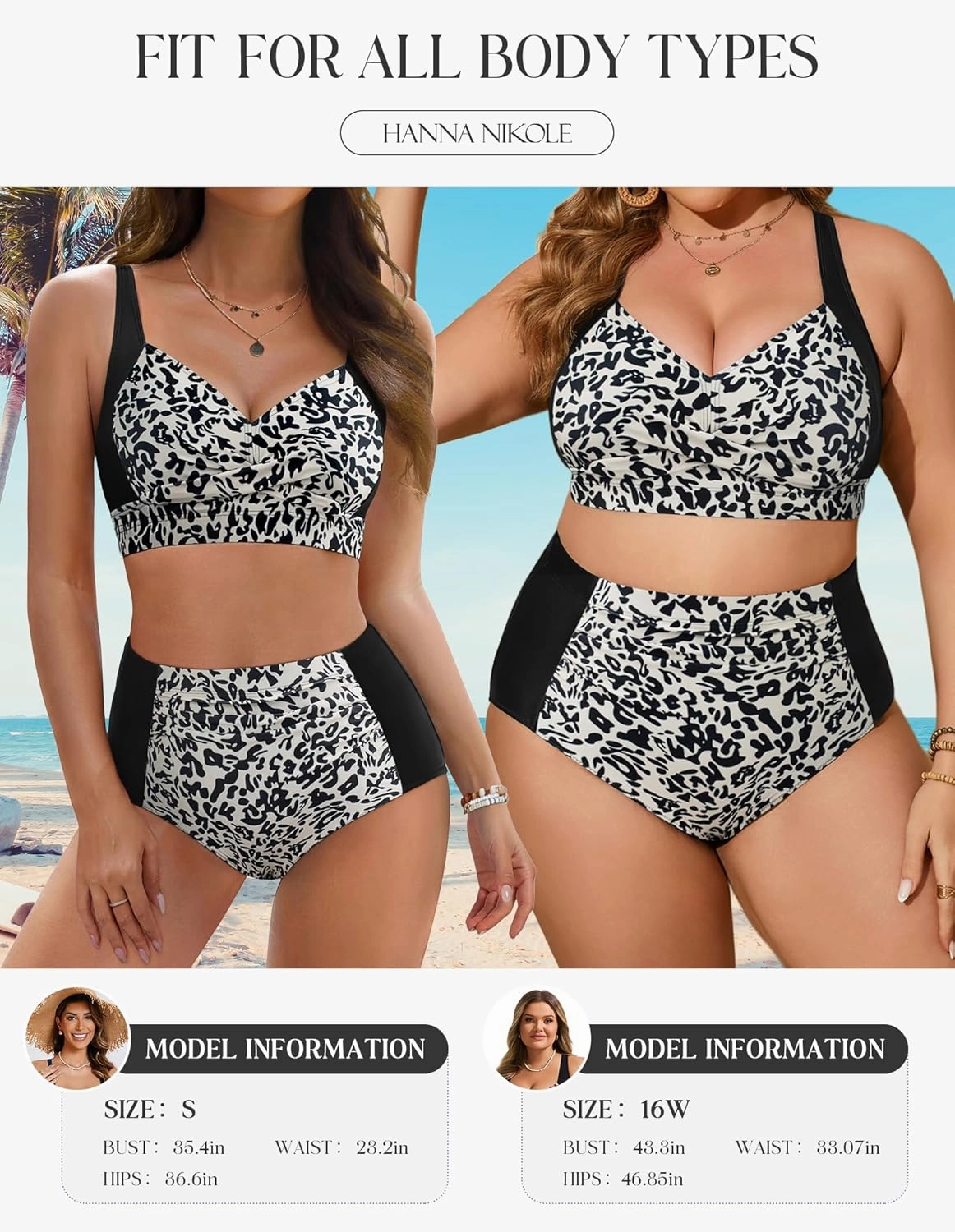 Hanna Nikole Womens High Waisted Bikini Sets Tummy Control Swimsuit Ruched Two Piece Bathing Suit