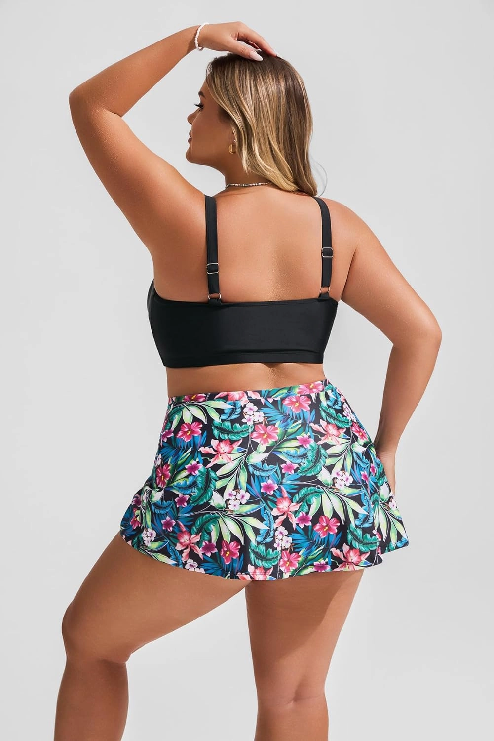 Hanna Nikole Womens High Waisted Bikini Sets Tummy Control Swimsuits Drawstring Swim Skirt Swim Suits for Women 2025