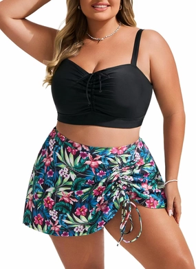 Hanna Nikole Womens High Waisted Bikini Sets Tummy Control Swimsuits Drawstring Swim Skirt Swim Suits for Women 2025