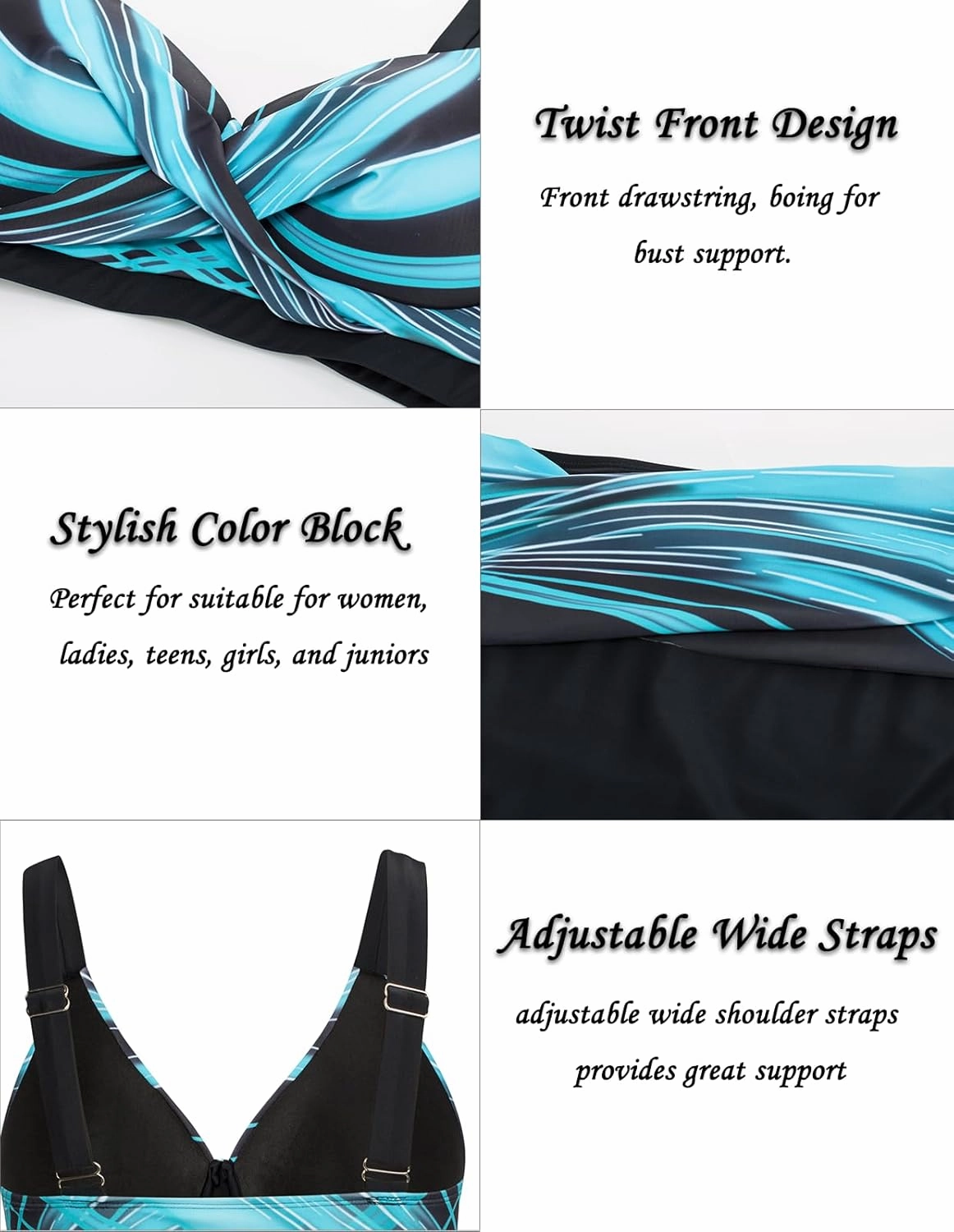 Hanna Nikole Womens Plus Size Bikini Set Two Piece High Waisted Swimsuits Tummy Control Bathing Suit Twist Front Swimwear