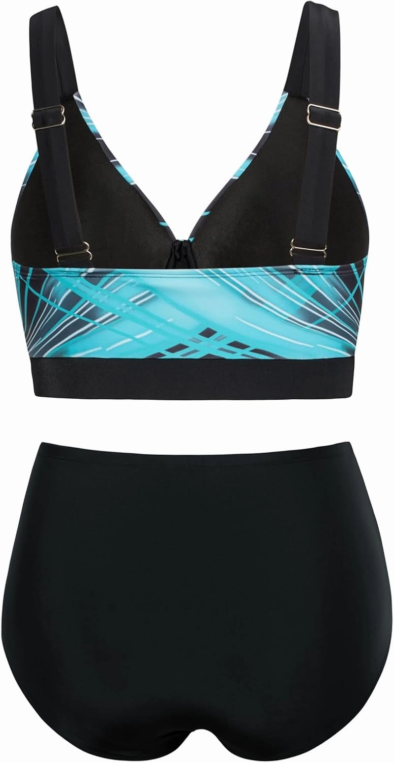 Hanna Nikole Womens Plus Size Bikini Set Two Piece High Waisted Swimsuits Tummy Control Bathing Suit Twist Front Swimwear