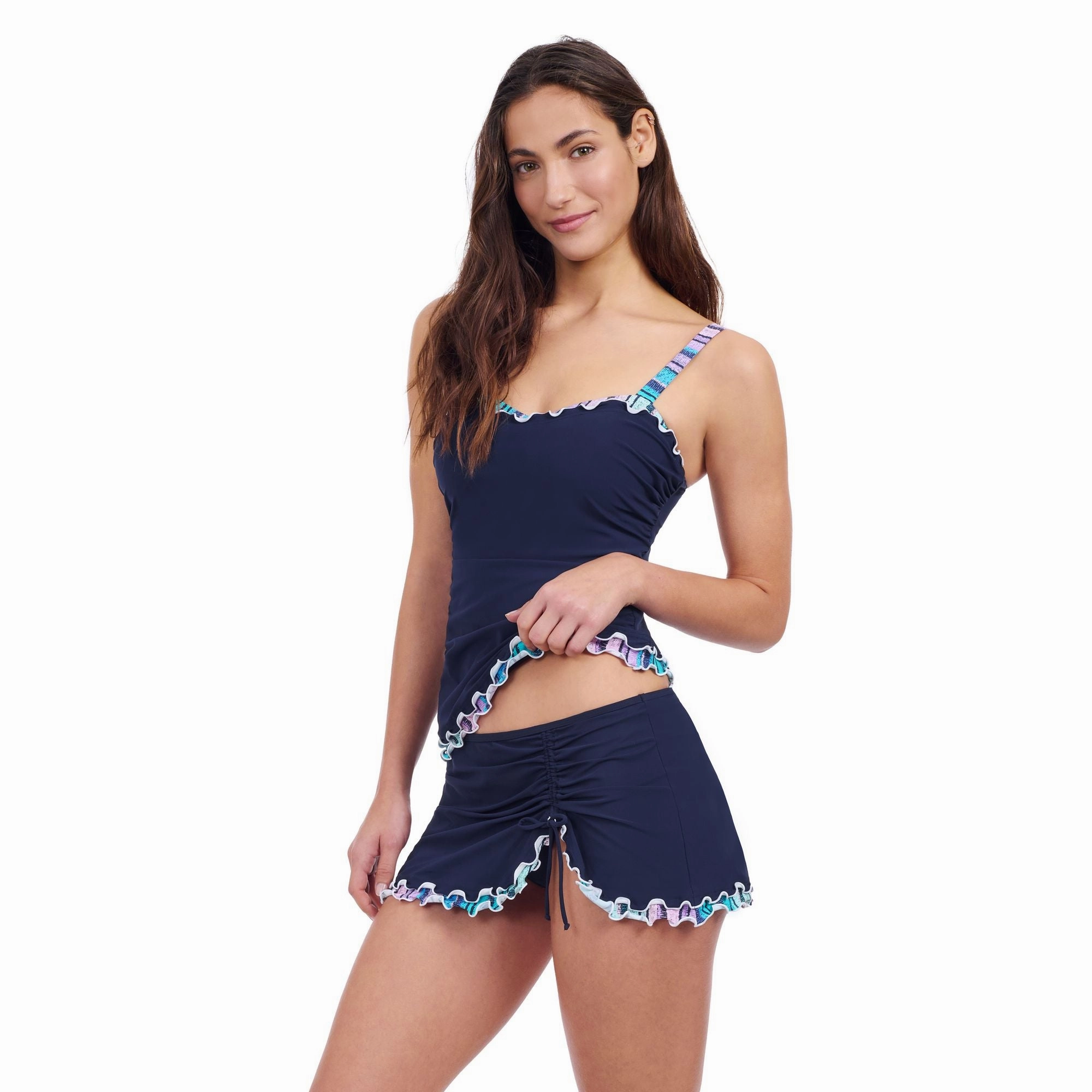 Harmony Underwire E Cup Ruched Solid Tricolore Tankini