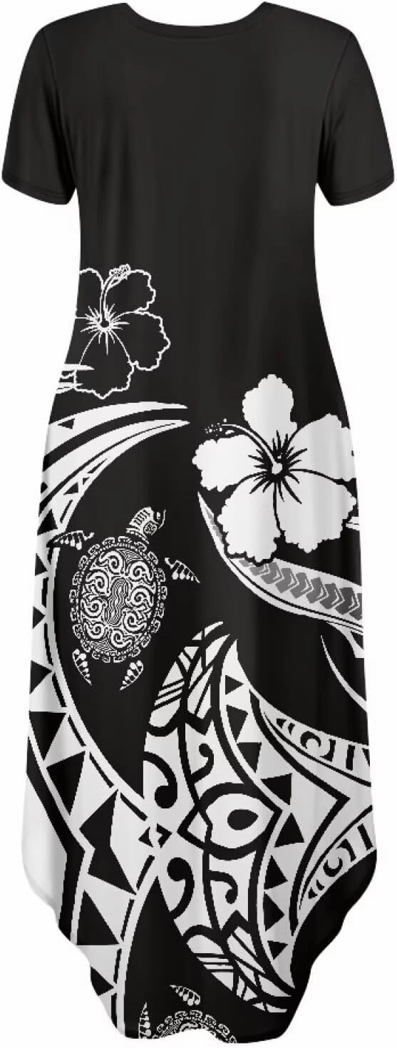 Hawaiian Mumu Dresses for Women with Pockets Short Sleeve Summer Dresses Boho Plus Size Dresses for Women