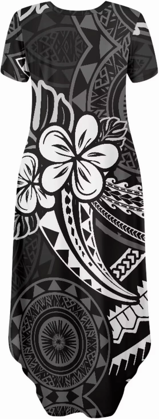 Hawaiian Mumu Dresses for Women with Pockets Short Sleeve Summer Dresses Boho Plus Size Dresses for Women