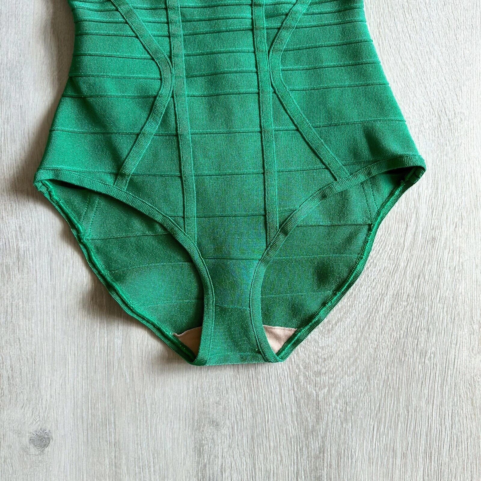 HERVE LEGER Emmalie Green Bandage Halterneck Club Party Swimsuit