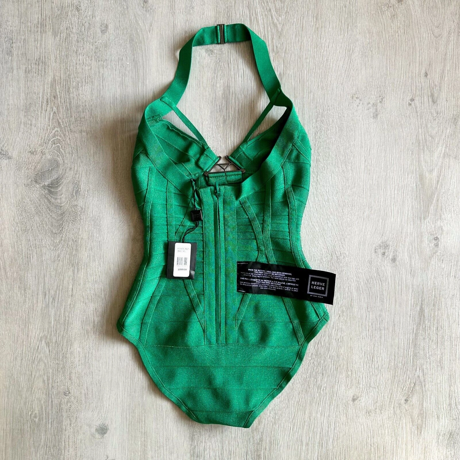 HERVE LEGER Emmalie Green Bandage Halterneck Club Party Swimsuit