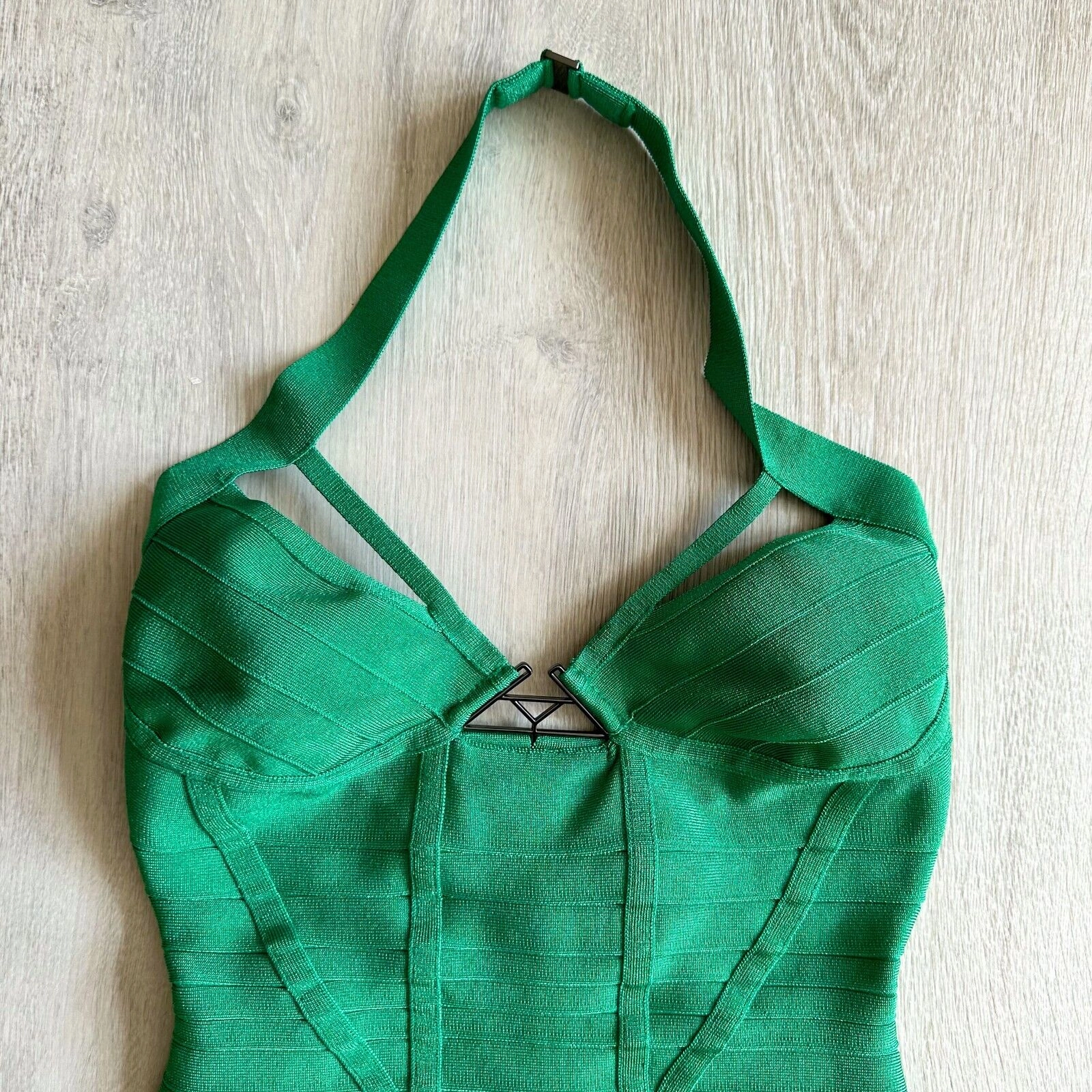 HERVE LEGER Emmalie Green Bandage Halterneck Club Party Swimsuit