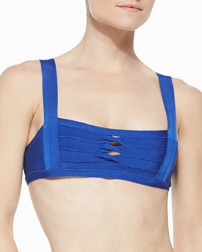 HERVE LEGER Milou Sapphire Blue Bandage Bikini Top